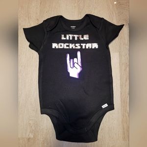 Handmade rocker goth metal baby onesie horns up